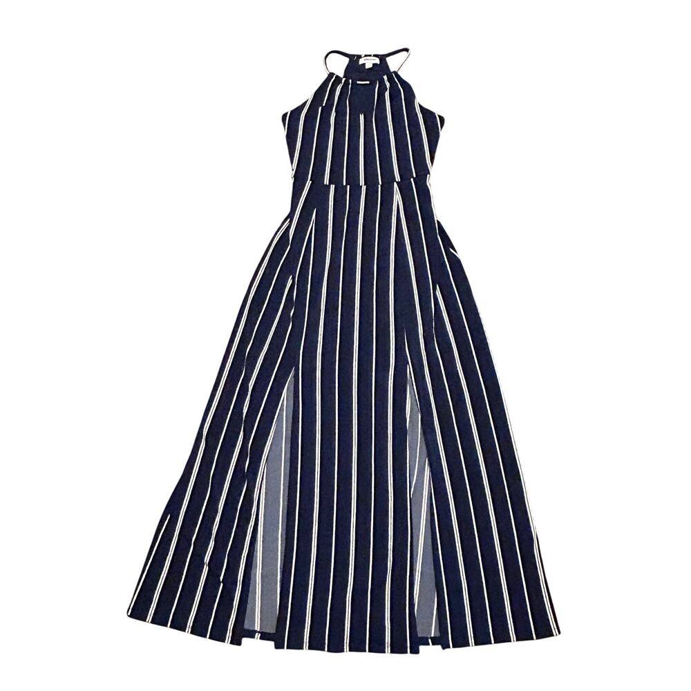 Candies Maxi Dress Women's Blue w/White Stripes Small
